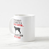 Drahthaar, das Griffon zeigt Kaffeetasse (Vorderseite Links)