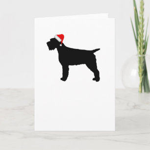 Drahthaar, der Griffon mit roter Weihnachtsmannmüt Feiertagskarte