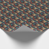 Drahthaar, der Griffon mit Weihnachtsgeschenken ze Geschenkpapier (Ecke)