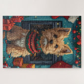 Drahthaar, der Griffon mit Weihnachtsgeschenken ze Puzzle (Horizontal)