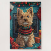 Drahthaar, der Griffon mit Weihnachtsgeschenken ze Puzzle (Vertikal)