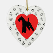 Drahthaar Fox Terrier Silhouette mit Herz Keramik Ornament (Rechts)