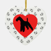 Drahthaar Fox Terrier Silhouette mit Herz Keramik Ornament (Vorne)