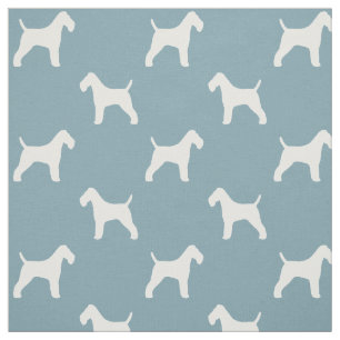 Drahthaar-Fox-Terrier-Silhouetten Weiß und Blau Stoff
