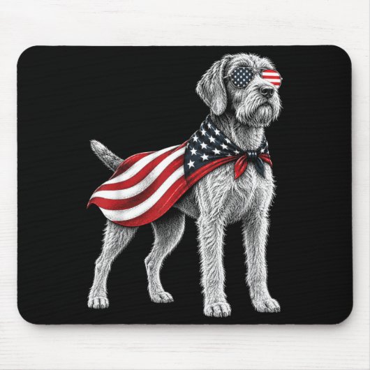 Drahthaar-Griffon 4. Juli Amerikanisch Mousepad (Vorne)
