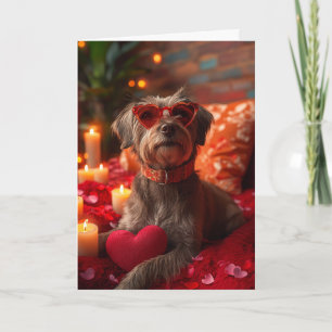 Drahthaar Griffon Hearts Valentinstag Karte