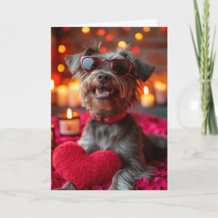 Drahthaar Griffon Hearts Valentinstag Karte