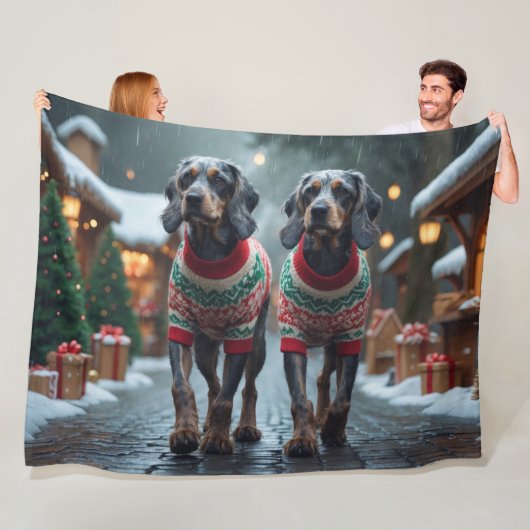 Drahthaar-Griffon-Hunde Weihnachten Schnee Fleecedecke (Beispiel)