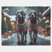 Drahthaar-Griffon-Hunde Weihnachten Schnee Fleecedecke (Vorderseite (Horizontal))