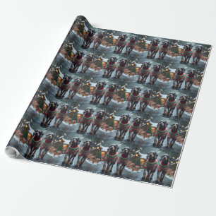 Drahthaar-Griffon-Hunde Weihnachten Schnee Geschenkpapier