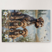 Drahthaar-Griffon-Marsch-Lilien-Kunst Puzzle (Horizontal)