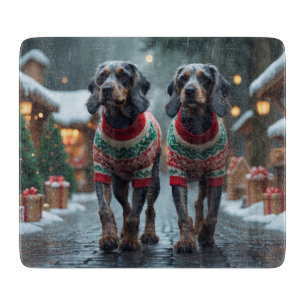 Drahthaar-Hunde Weihnachten Schnee  Schneidebrett