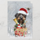 Drahthaar Pointer, Dog Weihnachten Briefpapier (Vorne/Hinten)