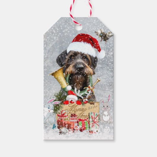 Drahthaar Pointer, Dog Weihnachten Geschenkanhänger (Vorderseite)