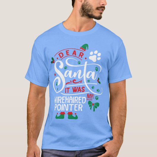 Drahthaar Pointer Dog Weihnachtsgeburt Vintag T-Shirt (Vorderseite)