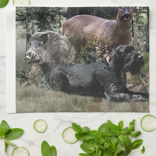 Drahthaar Pointer, Jagd im Freien Geschirrtuch (Gefaltet)