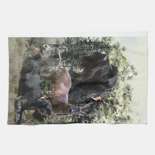 Drahthaar Pointer, Jagd im Freien Geschirrtuch (Horizontal)