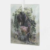 Drahthaar Pointer, Jagd im Freien Ornament Aus Glas (Vorderseite links)