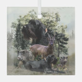 Drahthaar Pointer, Jagd im Freien Ornament Aus Glas (Vorderseite)