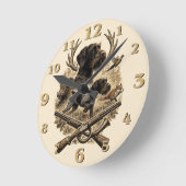 Drahthaar Pointer, Jäger Logo Runde Wanduhr (Winkel)