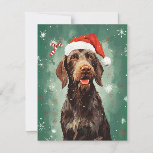Drahthaar Pointer Weihnachtsmalerei Kunst Feiertagskarte (Vorderseite)