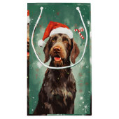 Drahthaar Pointer Weihnachtsmalerei Kunst Kleine Geschenktüte (Rückseite)