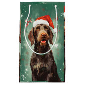 Drahthaar Pointer Weihnachtsmalerei Kunst Kleine Geschenktüte (Vorderseite)