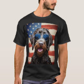 Drahthaar Pointing Griffon 4. Juli amerikanische F T-Shirt (Vorderseite)