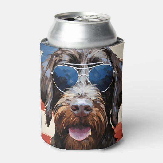 Drahthaar Pointing Griffon 4. Juli Dosenkühler (Kanne Vorderseite)