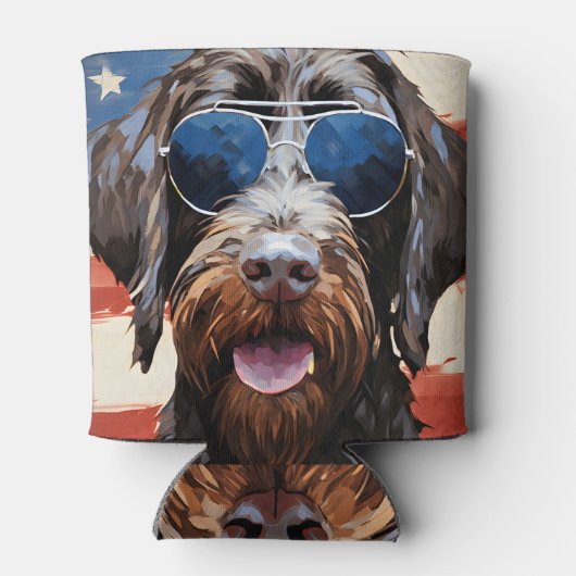 Drahthaar Pointing Griffon 4. Juli Dosenkühler (Rückseite)