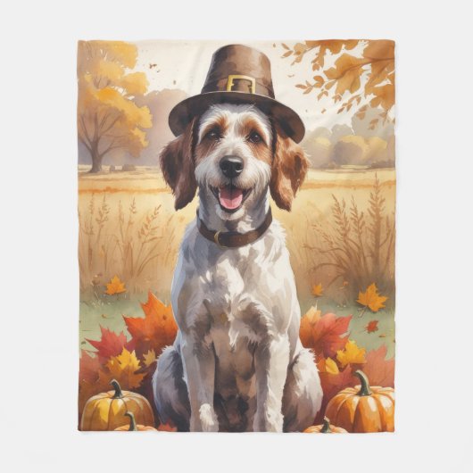 Drahthaar Pointing Griffon Autumn Leaves Fleecedecke (Vorderseite)