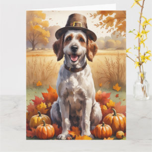 Drahthaar Pointing Griffon Autumn Leaves Karte