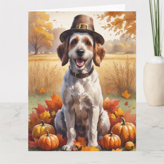 Drahthaar Pointing Griffon Autumn Leaves Karte (Vorderseite)