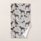 Drahthaar Pointing Griffon Bones and Paws Badhandtuch Set (Handtuch)
