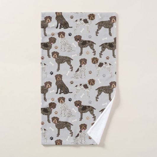 Drahthaar Pointing Griffon Bones and Paws Badhandtuch Set (Handtuch)