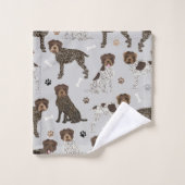 Drahthaar Pointing Griffon Bones and Paws Badhandtuch Set (Waschlappen)