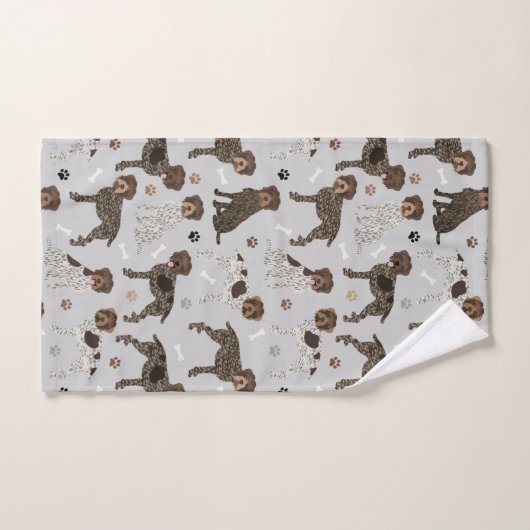 Drahthaar Pointing Griffon Bones and Paws Badhandtuch Set (Handtuch)