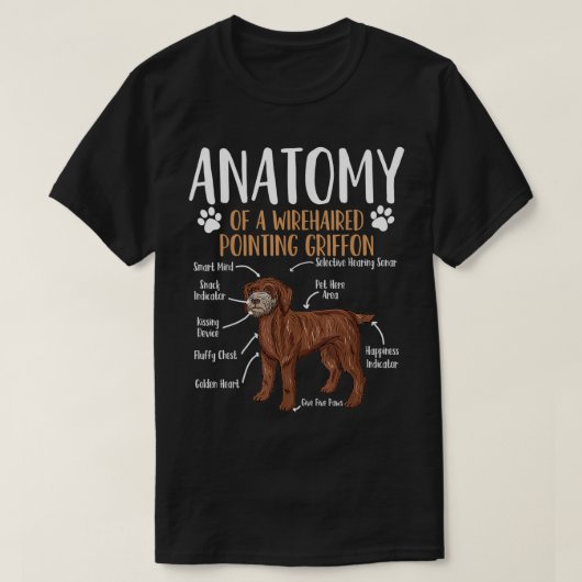 Drahthaar Pointing Griffon Dog Anatomie T-Shirt (Design vorne)