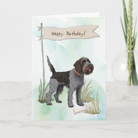 Drahthaar Pointing Griffon Dog Birthday Sign Karte (Vorderseite)