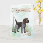 Drahthaar Pointing Griffon Dog Birthday Sign Karte (Gelbe Blume)