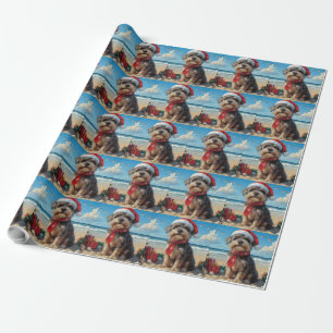 Drahthaar Pointing Griffon Dog Christmas Beach Geschenkpapier