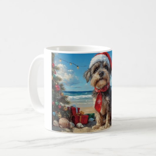 Drahthaar Pointing Griffon Dog Christmas Beach Kaffeetasse (Vorderseite Links)