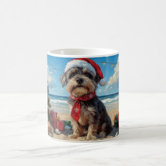 Drahthaar Pointing Griffon Dog Christmas Beach Kaffeetasse (Mittel)