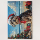 Drahthaar Pointing Griffon Dog Christmas Beach Puzzle (Vertikal)