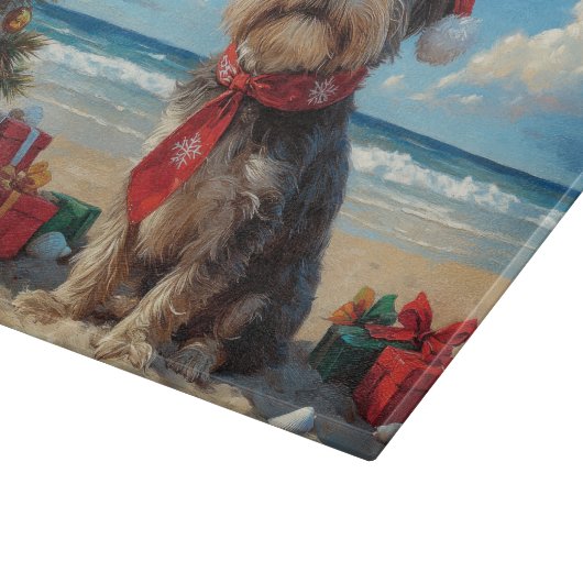 Drahthaar Pointing Griffon Dog Christmas Beach Schneidebrett (Ecke)