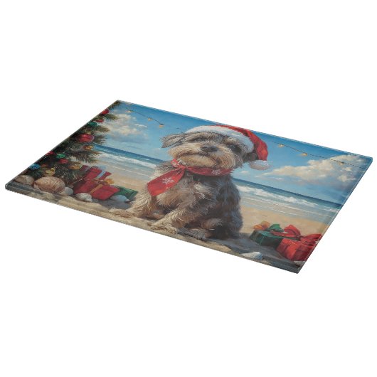 Drahthaar Pointing Griffon Dog Christmas Beach Schneidebrett (Ecke)