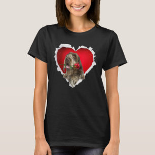 Drahthaar Pointing Griffon Dog Rose Herz Valenti T-Shirt
