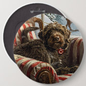 Drahthaar Pointing Griffon Dog Weihnachtsfest Button (Vorne & Hinten)
