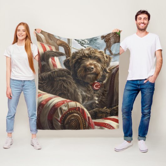 Drahthaar Pointing Griffon Dog Weihnachtsfest Fleecedecke (Beispiel)