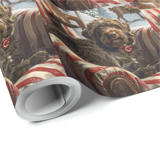 Drahthaar Pointing Griffon Dog Weihnachtsfest Geschenkpapier (Rolleneckpunkt)